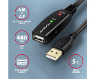AXAGON ADR-205 USB 2.0 A-M -> A-F aktywny kabel przedłużacz/wzmacniacz 5m - 1353395 - zdjęcie 2